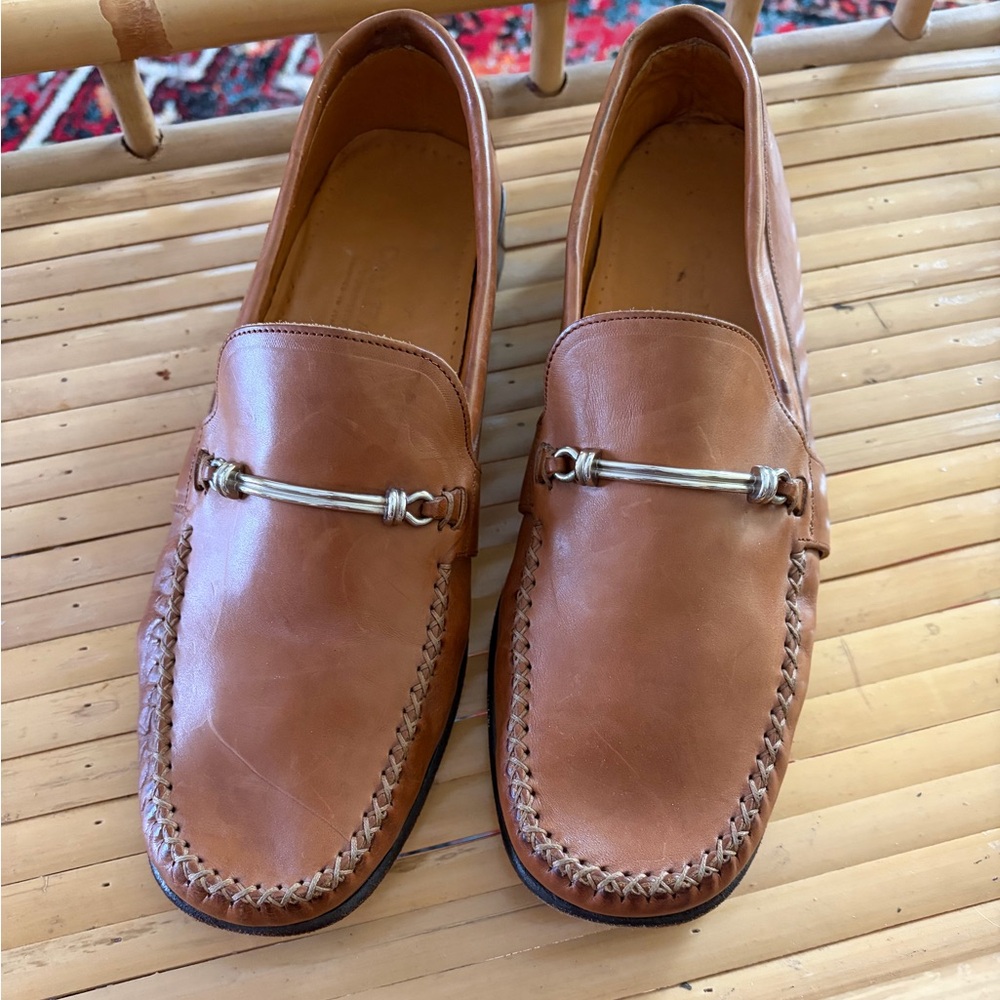 Cole Haan Brown Leather Loafers with Silver Accent - Size 10 1/2